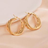 1 Pair Elegant Twist Plating Titanium Steel Hoop Earrings main image 5