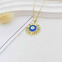 Ig Style Casual Devil's Eye Star Moon Copper Enamel Plating Inlay Pearl Zircon 18k Gold Plated Pendant Necklace sku image 1
