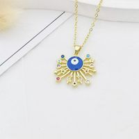 Ig Style Casual Devil's Eye Star Moon Copper Enamel Plating Inlay Pearl Zircon 18k Gold Plated Pendant Necklace sku image 2
