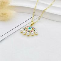 Ig Style Casual Devil's Eye Star Moon Copper Enamel Plating Inlay Pearl Zircon 18k Gold Plated Pendant Necklace main image 2