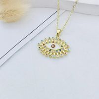 Ig Style Casual Devil's Eye Star Moon Copper Enamel Plating Inlay Pearl Zircon 18k Gold Plated Pendant Necklace main image 4