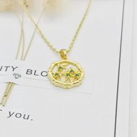 Ig Style Bamboo Flower Fish Tail Titanium Steel 18k Gold Plated Pearl Zircon Pendant Necklace In Bulk sku image 3