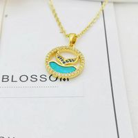 Ig Style Bamboo Flower Fish Tail Titanium Steel 18k Gold Plated Pearl Zircon Pendant Necklace In Bulk sku image 1