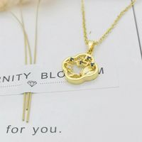 Ig Style Bamboo Flower Fish Tail Titanium Steel 18k Gold Plated Pearl Zircon Pendant Necklace In Bulk main image 3