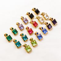1 Pair Luxurious Square Plating Inlay 304 Stainless Steel Zircon 14K Gold Plated Drop Earrings main image 3