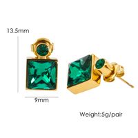 1 Pair Luxurious Square Plating Inlay 304 Stainless Steel Zircon 14K Gold Plated Drop Earrings sku image 4