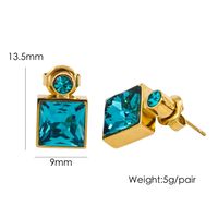 1 Pair Luxurious Square Plating Inlay 304 Stainless Steel Zircon 14K Gold Plated Drop Earrings sku image 3