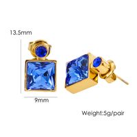 1 Pair Luxurious Square Plating Inlay 304 Stainless Steel Zircon 14K Gold Plated Drop Earrings sku image 7