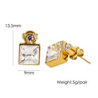 1 Pair Luxurious Square Plating Inlay 304 Stainless Steel Zircon 14K Gold Plated Drop Earrings sku image 8