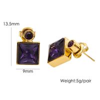 1 Pair Luxurious Square Plating Inlay 304 Stainless Steel Zircon 14K Gold Plated Drop Earrings sku image 6