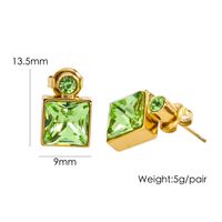 1 Pair Luxurious Square Plating Inlay 304 Stainless Steel Zircon 14K Gold Plated Drop Earrings sku image 2