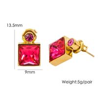 1 Pair Luxurious Square Plating Inlay 304 Stainless Steel Zircon 14K Gold Plated Drop Earrings sku image 5