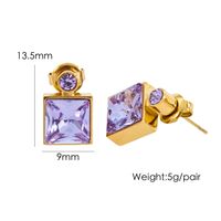 1 Pair Luxurious Square Plating Inlay 304 Stainless Steel Zircon 14K Gold Plated Drop Earrings main image 4