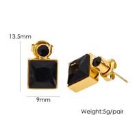 1 Pair Luxurious Square Plating Inlay 304 Stainless Steel Zircon 14K Gold Plated Drop Earrings sku image 9