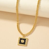 Retro Square Alloy Plating Gold Plated Women's Pendant Necklace sku image 1