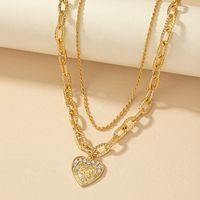 Simple Style Heart Shape Alloy Plating Rhinestones Women's Pendant Necklace sku image 1