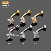 Casual Butterfly G23 Titanium Zircon Eyebrow Nails Belly Ring In Bulk sku image 3