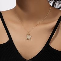 Fairy Style Commute Korean Style Letter Crown Alloy Plating Inlay Rhinestones Women's Pendant Necklace main image 5