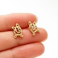 1 Pair Simple Style Animal Hollow Out Stainless Steel 18k Gold Plated Ear Studs sku image 3