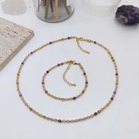 Modern Style Color Block 18k Gold Plated Mixed Materials Wholesale Bracelets Necklace main image 1