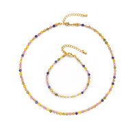 Modern Style Color Block 18k Gold Plated Mixed Materials Wholesale Bracelets Necklace sku image 3