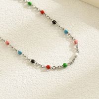 201 Stainless Steel 18K Gold Plated Casual Simple Style Beaded Plating Colorful Necklace main image 4