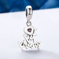 Casual Letter Sterling Silver Beaded Inlay Zircon Charms Jewelry Accessories main image 4