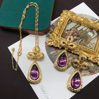 Retro Water Droplets Artificial Crystal Alloy Wholesale Earrings Necklace main image 1
