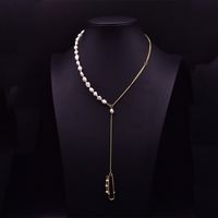 Elegant Retro Geometric Copper Plating Inlay Pearl 18k Gold Plated Sweater Chain sku image 1