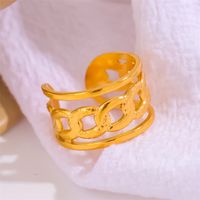 201 Stainless Steel 18K Gold Plated Simple Style Roman Style Plating Cross Round Open Rings sku image 11