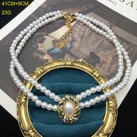 Retro Oval Artificial Pearls Alloy Wholesale Earrings Necklace sku image 2