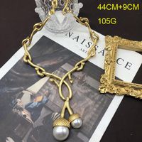 Retro Round Alloy Inlay Pearl Women's Earrings Necklace main image 2