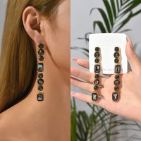 1 Pair Ethnic Style Geometric Metal Plating Inlay Artificial Gemstones Women's Drop Earrings main image 5