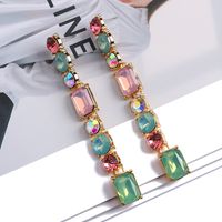 1 Pair Ethnic Style Geometric Metal Plating Inlay Artificial Gemstones Women's Drop Earrings sku image 2