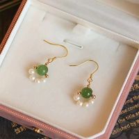 Wholesale Jewelry 1 Pair Chinoiserie Round Bow Knot Alloy Rhinestones Pearl Drop Earrings Ear Clips sku image 10