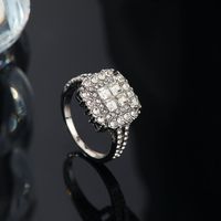 Elegant Classic Style Square Alloy Inlay Rhinestones White Gold Plated Women's Rings main image 7