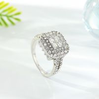 Elegant Classic Style Square Alloy Inlay Rhinestones White Gold Plated Women's Rings main image 3