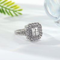 Elegant Classic Style Square Alloy Inlay Rhinestones White Gold Plated Women's Rings main image 5