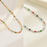 201 Stainless Steel 18K Gold Plated Casual Simple Style Beaded Plating Colorful Necklace main image 8