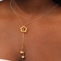 Süß Blume Kupfer Überzug 18 Karat Vergoldet Halskette Mit Anhänger main image 1