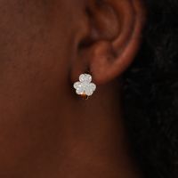 1 Pair IG Style Sweet Simple Style Shamrock Plating 201 Stainless Steel 18K Gold Plated Earrings main image 1