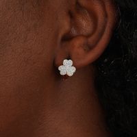 1 Pair IG Style Sweet Simple Style Shamrock Plating 201 Stainless Steel 18K Gold Plated Earrings main image 3