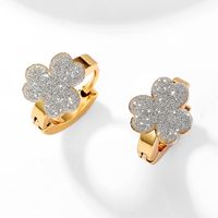 1 Pair IG Style Sweet Simple Style Shamrock Plating 201 Stainless Steel 18K Gold Plated Earrings main image 4