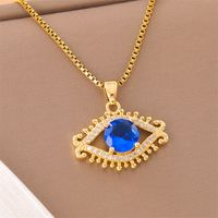201 Stainless Steel 18K Gold Plated Sweet Plating Inlay Round Oval Heart Shape Artificial Diamond Pendant Necklace main image 7
