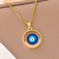 201 Stainless Steel 18K Gold Plated Sweet Plating Inlay Round Oval Heart Shape Artificial Diamond Pendant Necklace main image 3