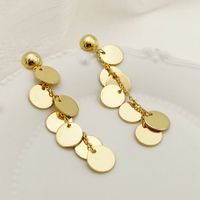 1 Pair Vintage Style Simple Style Round Tassel Plating 304 Stainless Steel Gold Plated Drop Earrings main image 3
