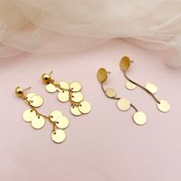 1 Pair Vintage Style Simple Style Round Tassel Plating 304 Stainless Steel Gold Plated Drop Earrings main image 1