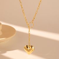 Süß Süss Einfacher Stil Herzform Kupfer Überzug Halskette Mit Anhänger sku image 1