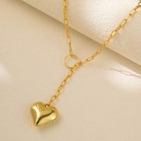 Cute Sweet Simple Style Heart Shape Copper Plating Pendant Necklace main image 3