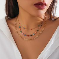 Cute Pastoral Simple Style Irregular Eye Butterfly Copper Irregular Layered Chain Necklace main image 1